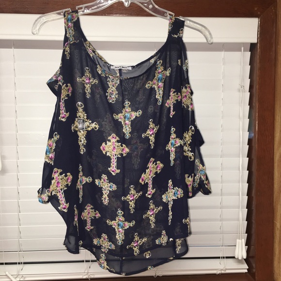 Jun & Min Cold Shoulder Blouse - Picture 1 of 5